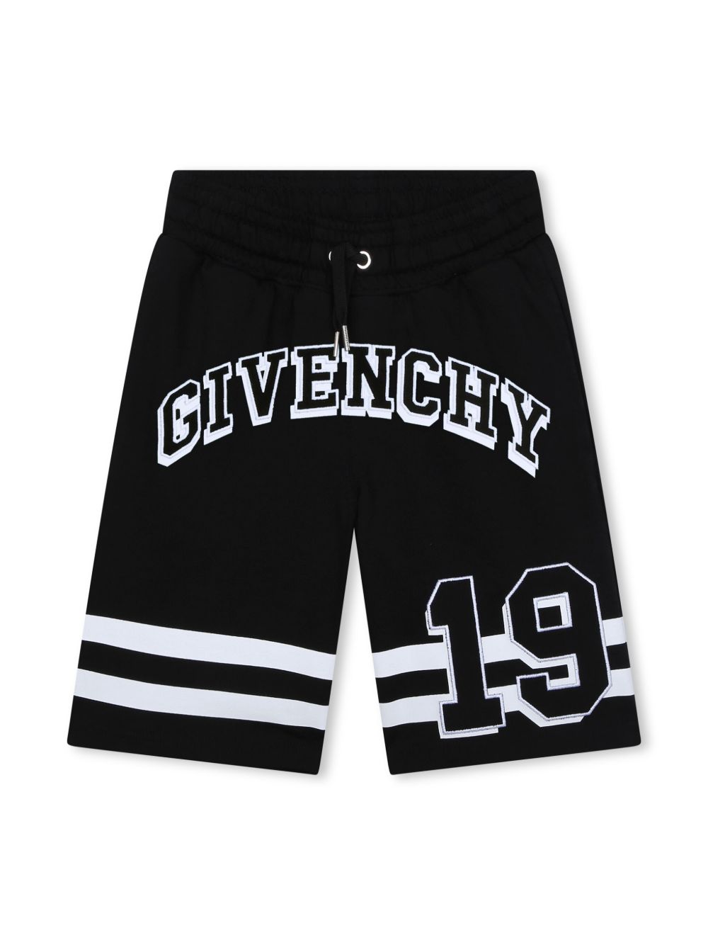 Givenchy Kids logo印花棉百慕大短裤 - 黑色