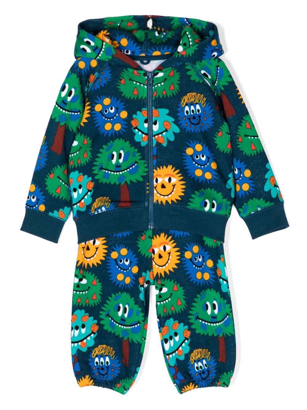 Stella McCartney Kids 怪兽印花棉运动套装 - 蓝色