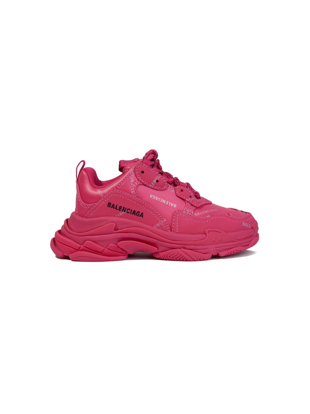 Balenciaga Kids logo印花皮质厚底运动鞋 - 粉色