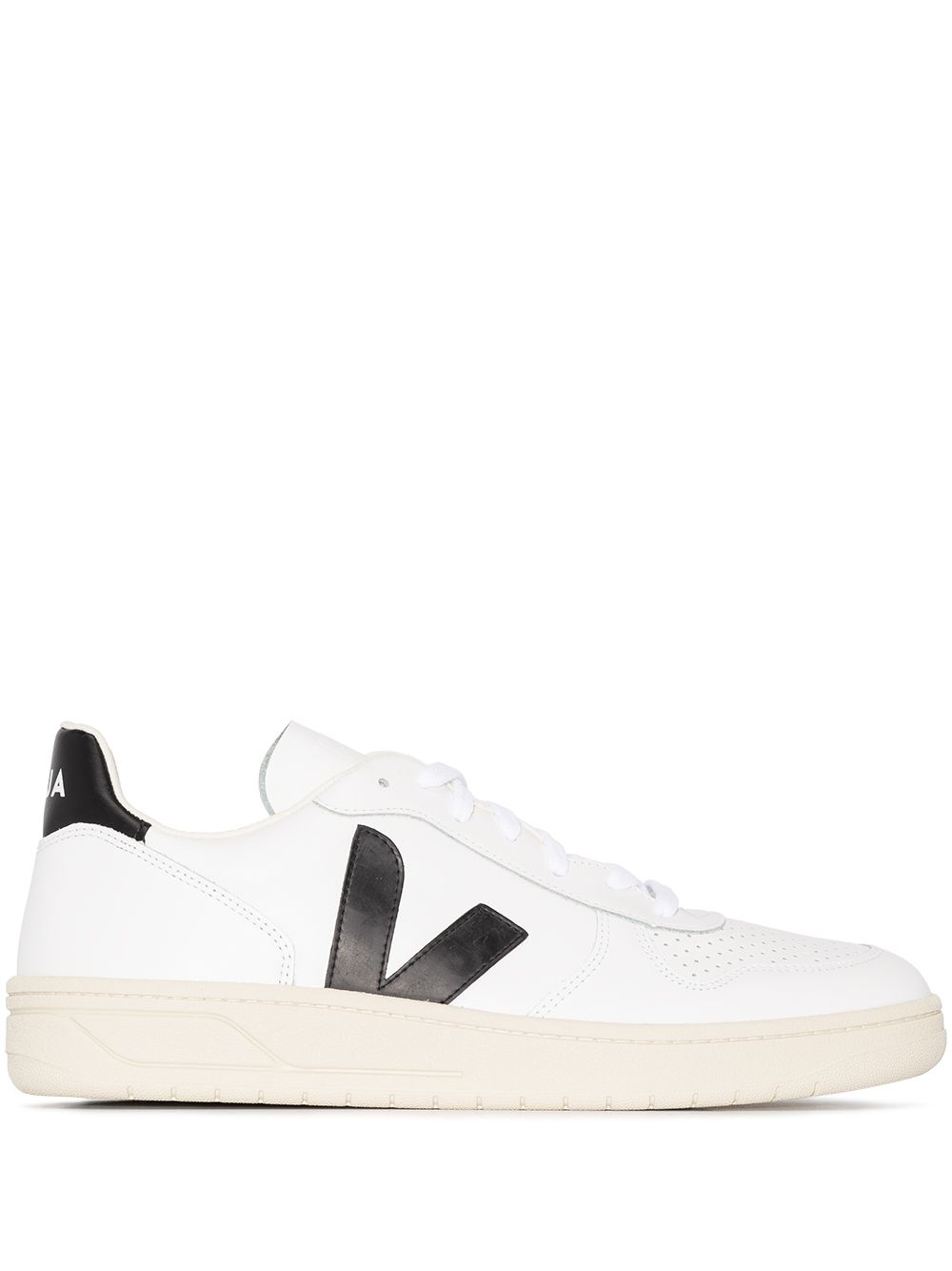 VEJA V-10 皮质运动鞋 - 白色