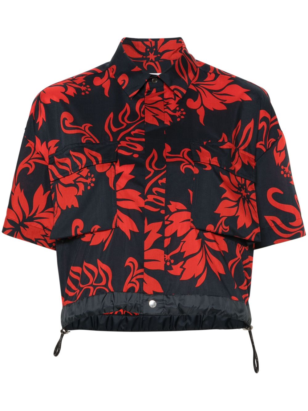sacai x Thomas Mason 短款衬衫 - 蓝色