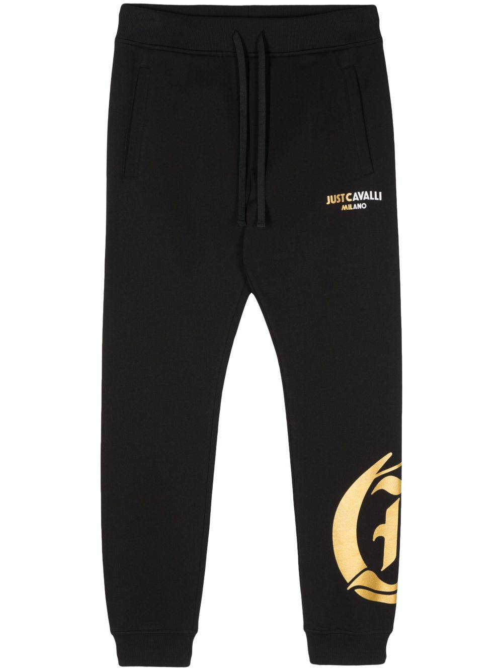 Just Cavalli logo标记棉运动裤 - 黑色