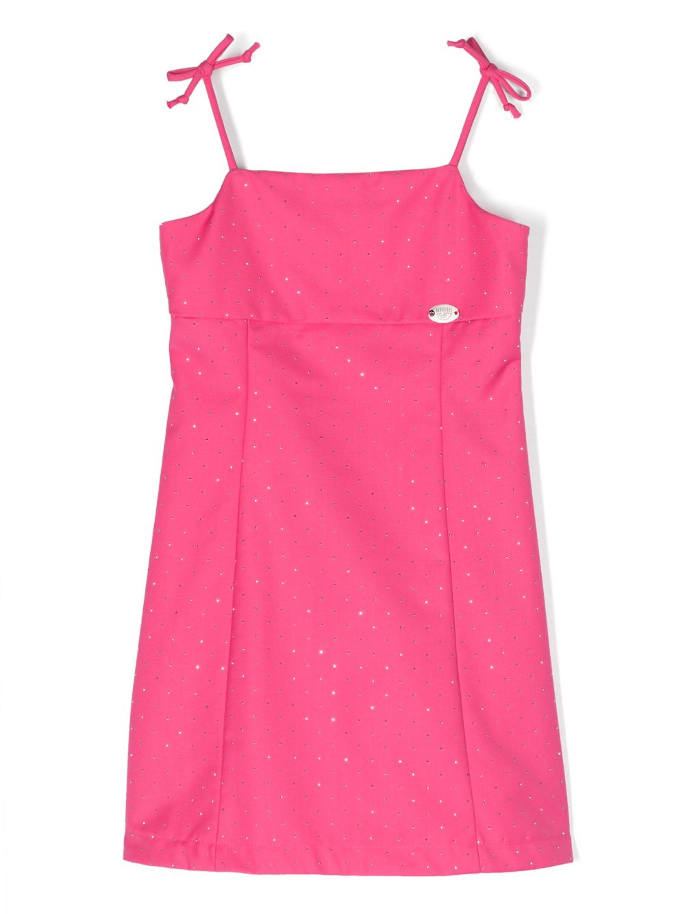 Chiara Ferragni Kids 珠饰斜纹布A字连衣裙 - 粉色