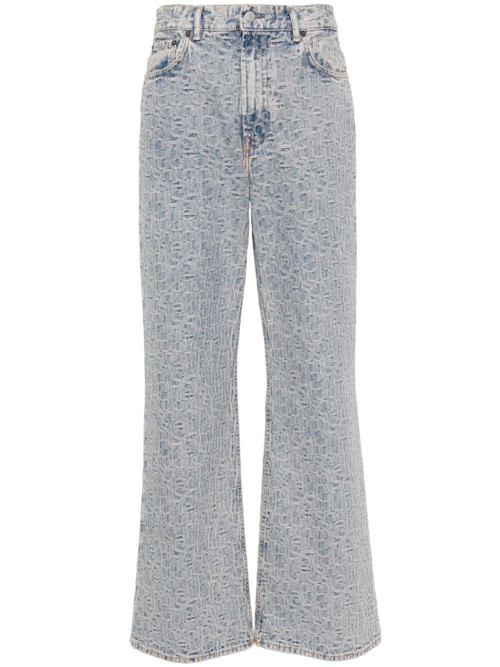 Acne Studios 经典logo提花阔腿牛仔裤 - 蓝色