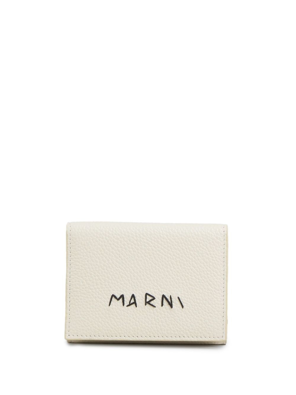 Marni logo缝线三折皮质钱包 - 白色