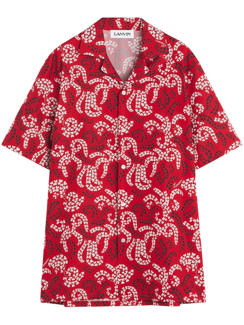 Lanvin 叶片印花衬衫 - 红色