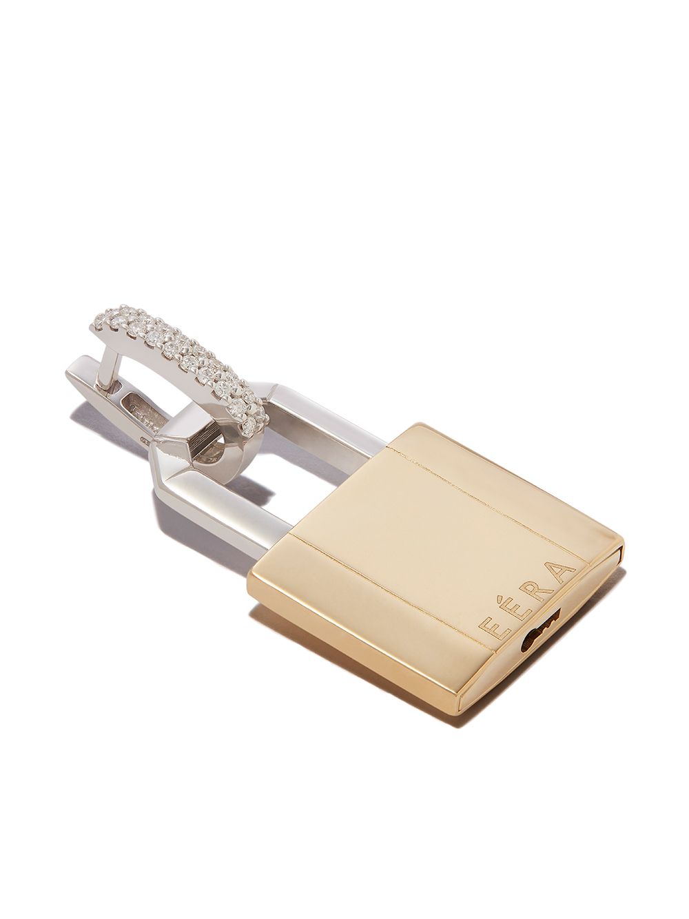 EÉRA Lock 18K黄金白金大号钻石耳环 - 银色