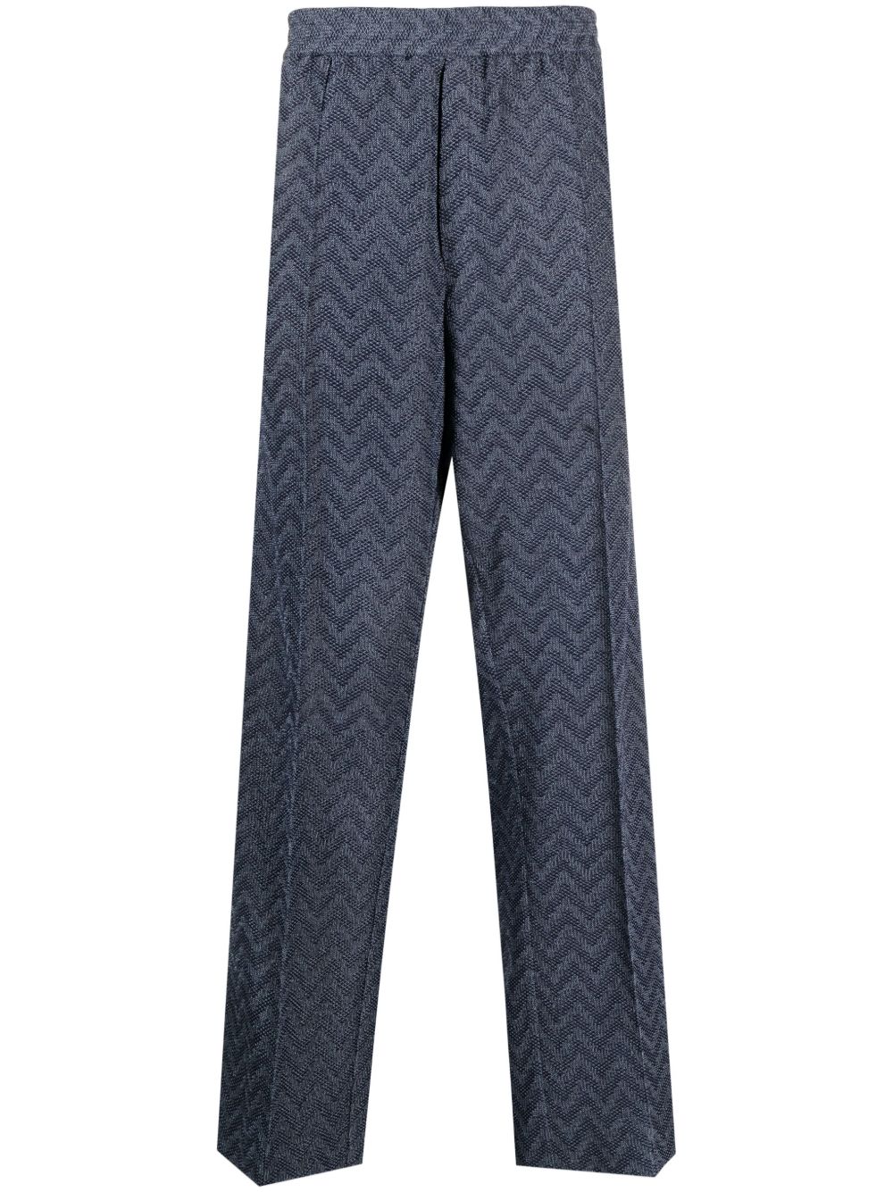 Missoni Z字形图案针织西裤 - 蓝色