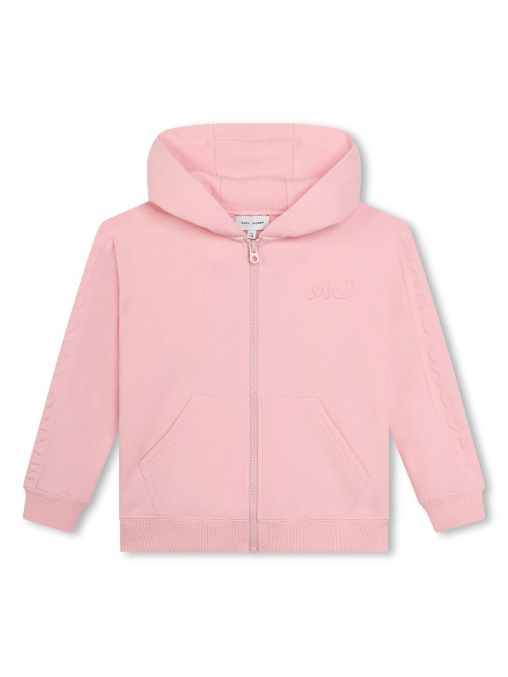 Marc Jacobs Kids logo压纹棉连帽开衫 - 粉色