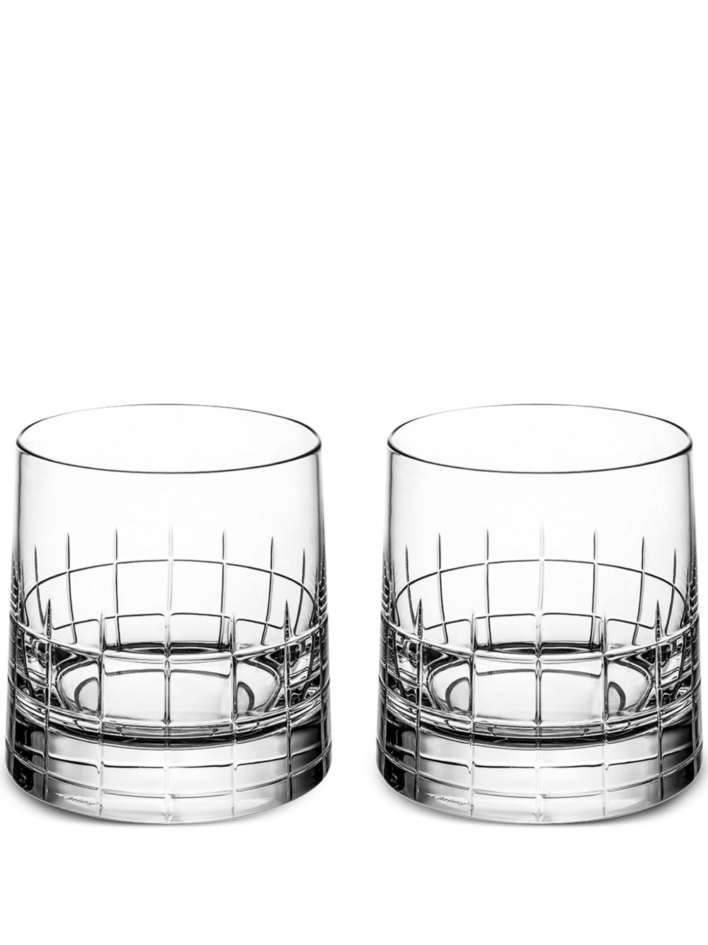 Christofle Old Fashioned 格纹玻璃杯（两件装） - 白色