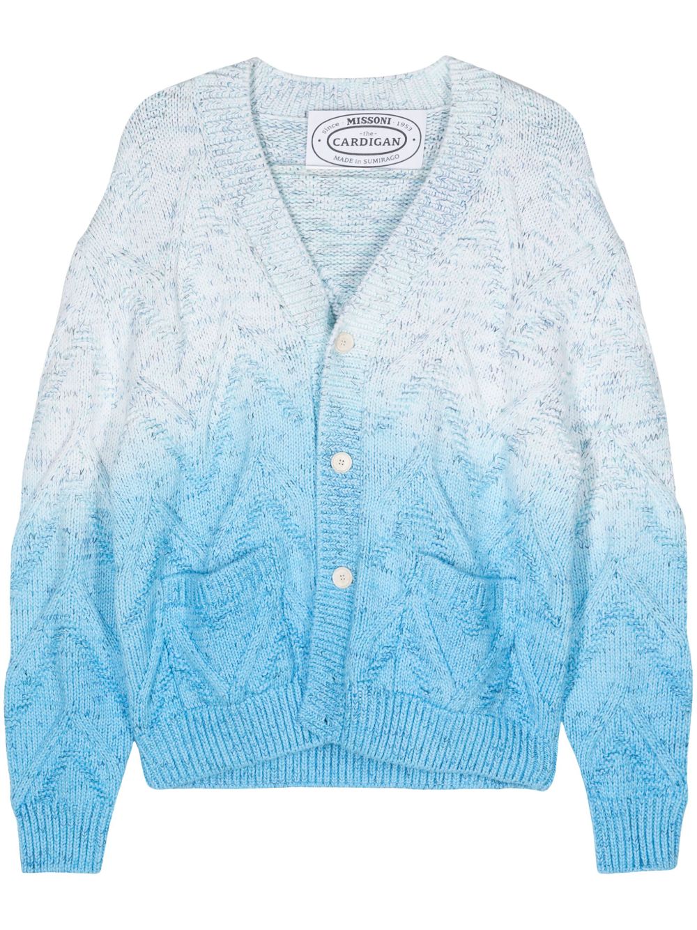 Missoni V领浮雕渐变色开衫 - 蓝色
