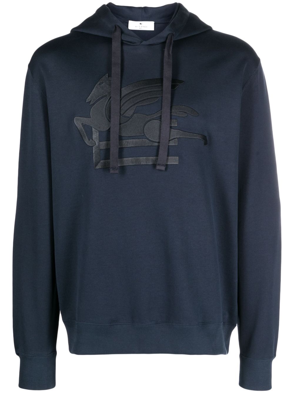 ETRO logo刺绣棉连帽衫 - 蓝色