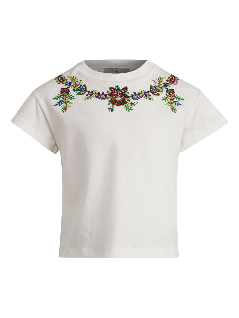 ETRO KIDS 花卉刺绣棉T恤 - 白色
