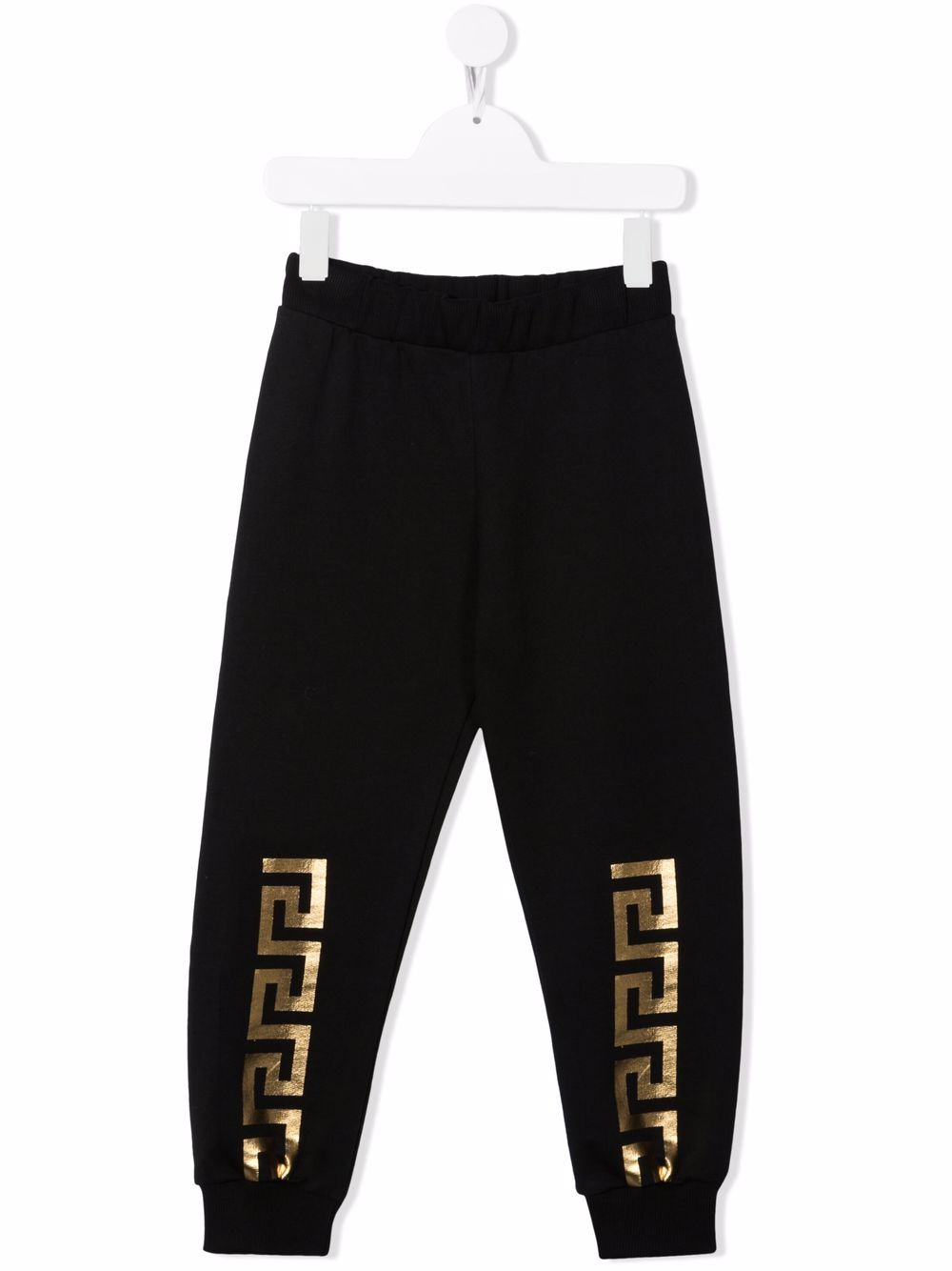 Versace Kids 范思哲 希腊风印花logo运动裤 - 黑色