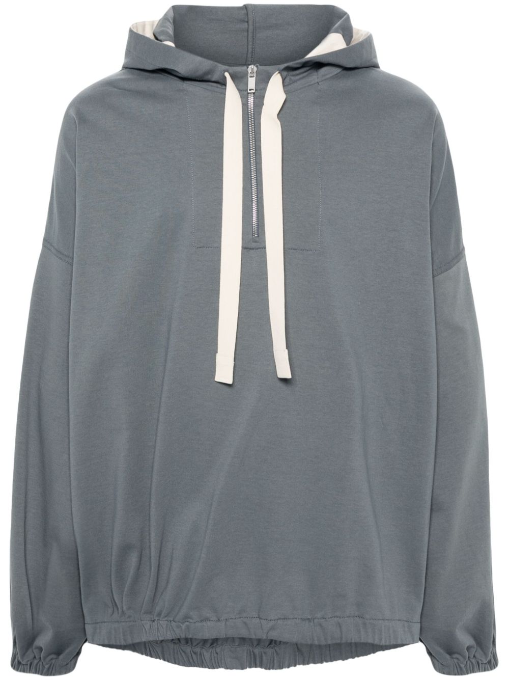 Jil Sander logo刺绣棉连帽衫 - 蓝色