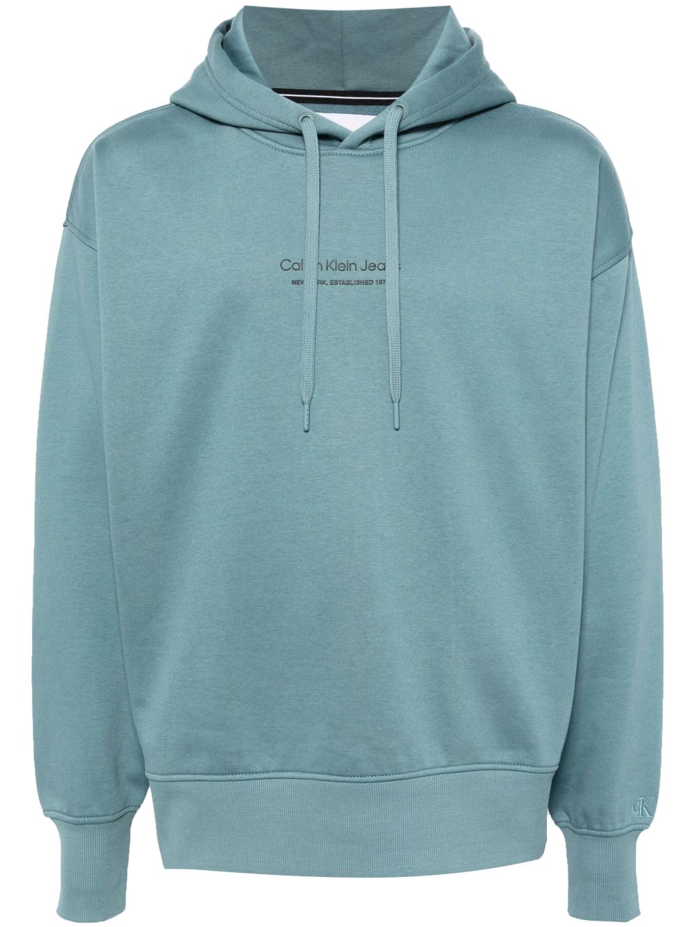 Calvin Klein Jeans logo印花抽绳连帽衫 - 蓝色