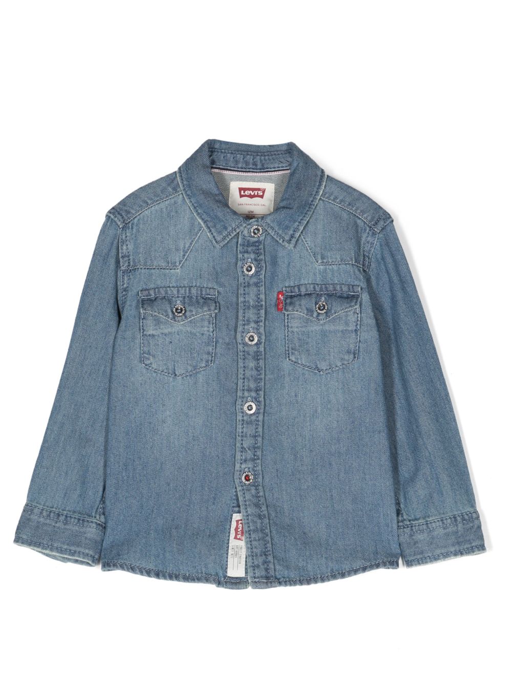 Levi's Kids 排扣牛仔衬衫 - 蓝色