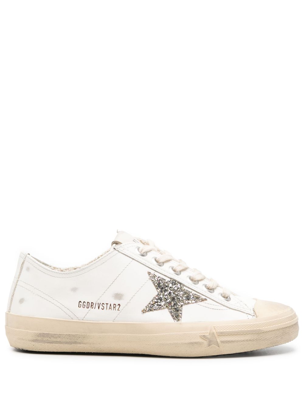 Golden Goose V-Star 2 仿旧效果板鞋 - 白色