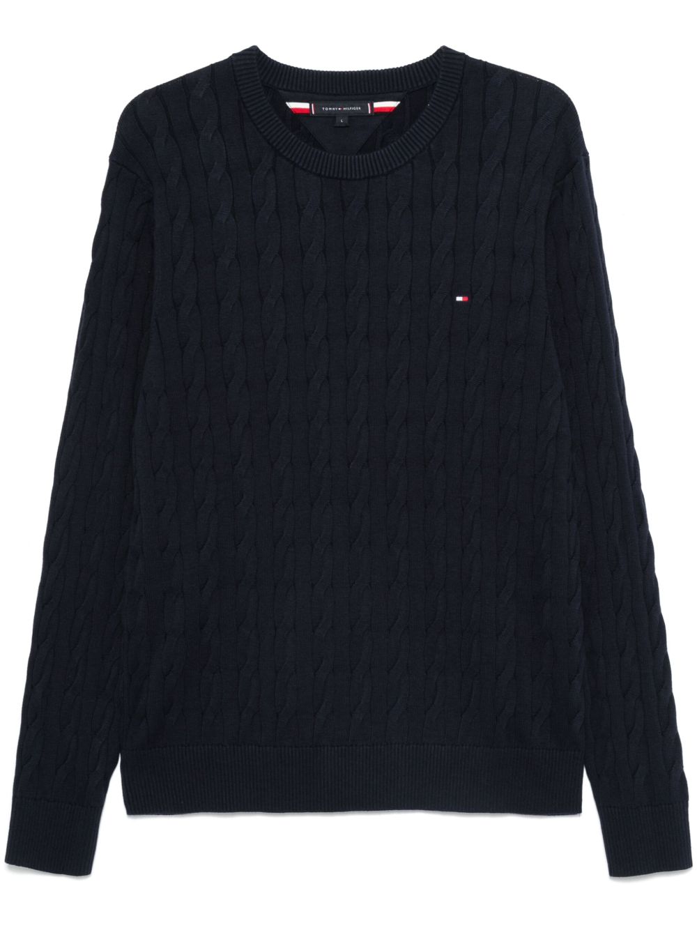 Tommy Hilfiger 粗绞花针织圆领毛衣 - 蓝色