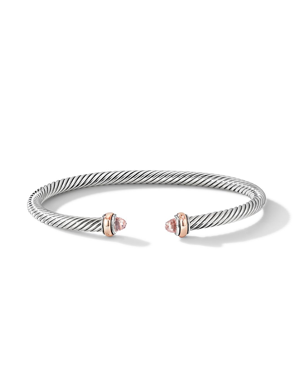 David Yurman 18K玫瑰金纯银 Cable Classics 摩根石手链 - 银色