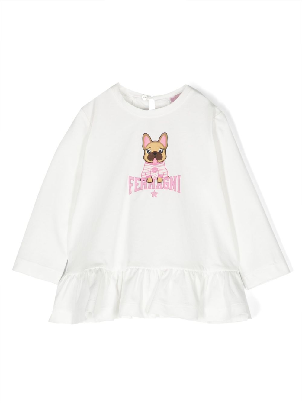 Chiara Ferragni Kids logo印花长袖T恤 - 白色