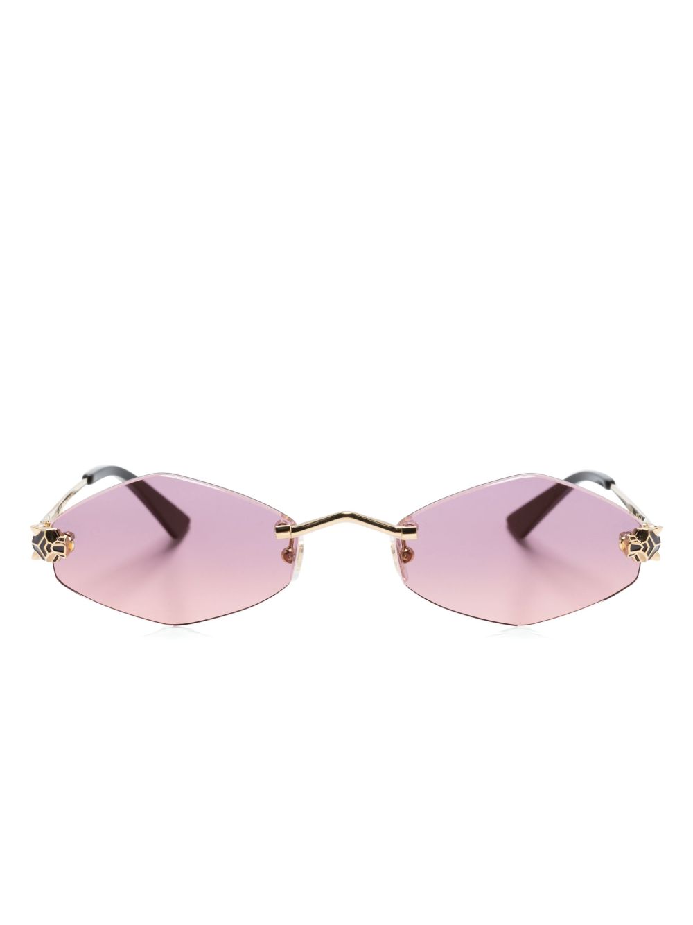 Cartier Eyewear Tiger Head 标牌几何形镜框太阳眼镜 - 粉色