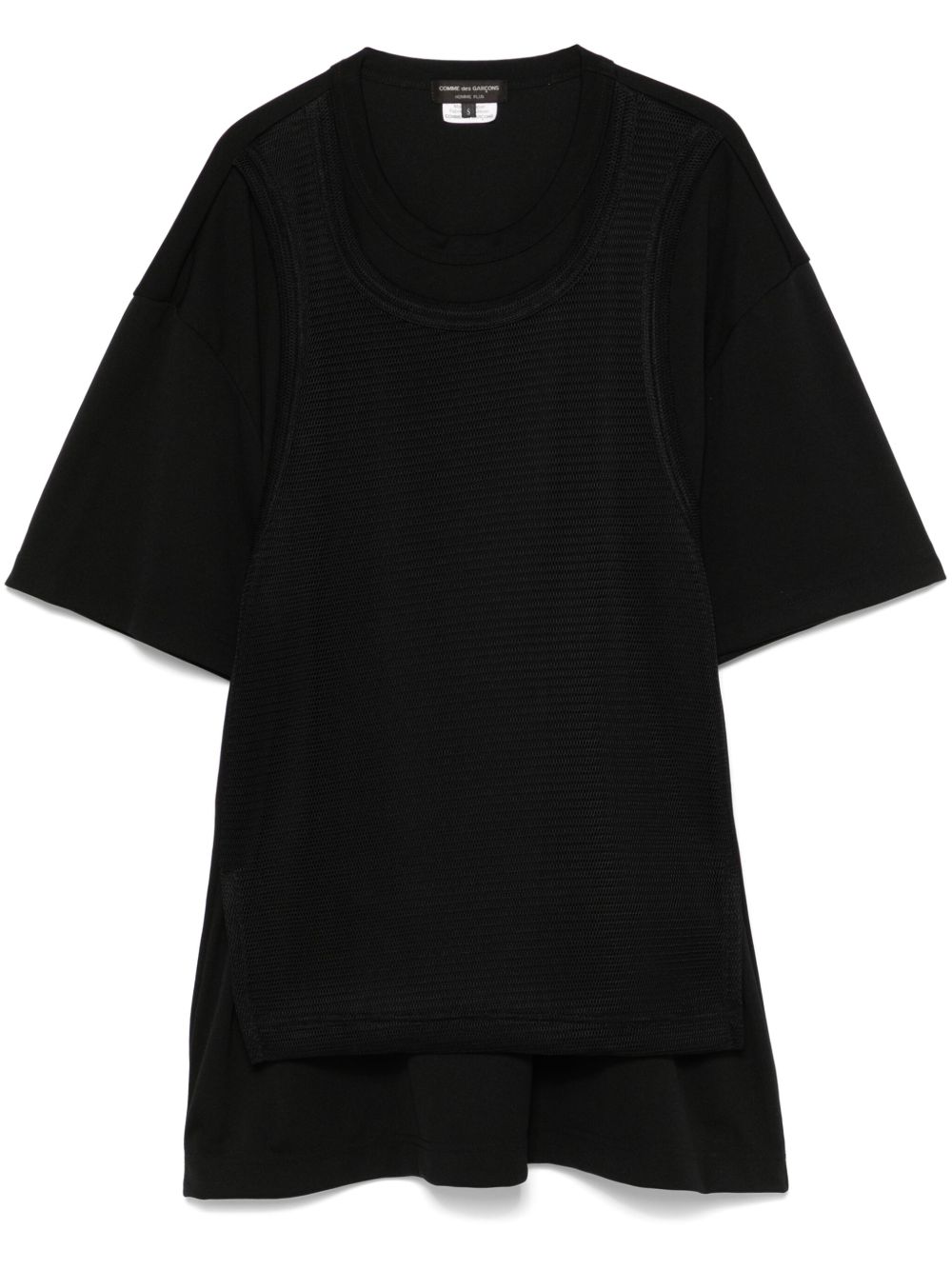 Comme des Garçons Homme Plus 网纱拼接T恤 - 黑色