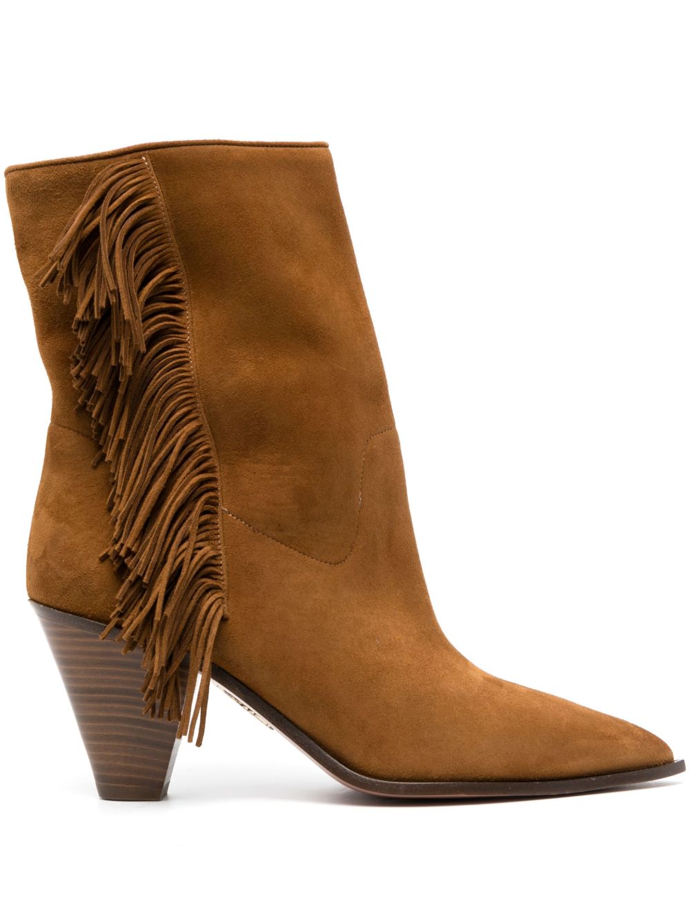 Aquazzura Marfa 绒面皮中跟中筒靴 - 褐色