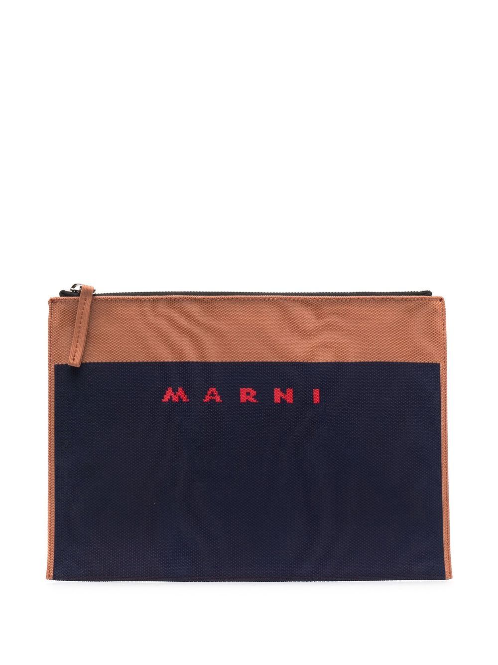 Marni logo印花手拿包 - 蓝色