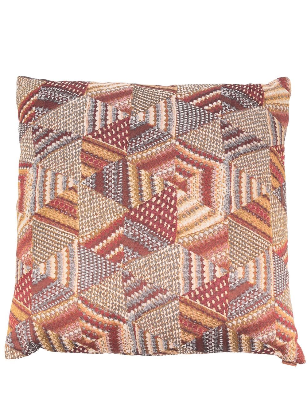 Missoni Home 几何图案拼贴刺绣抱枕 - 褐色