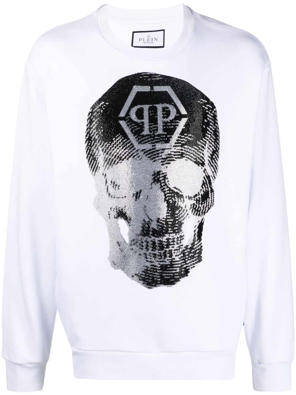 Philipp Plein 骷髅头logo印花圆领卫衣 - 白色