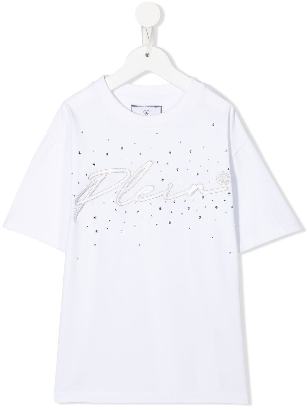 Philipp Plein Junior logo刺绣短袖T恤 - 白色
