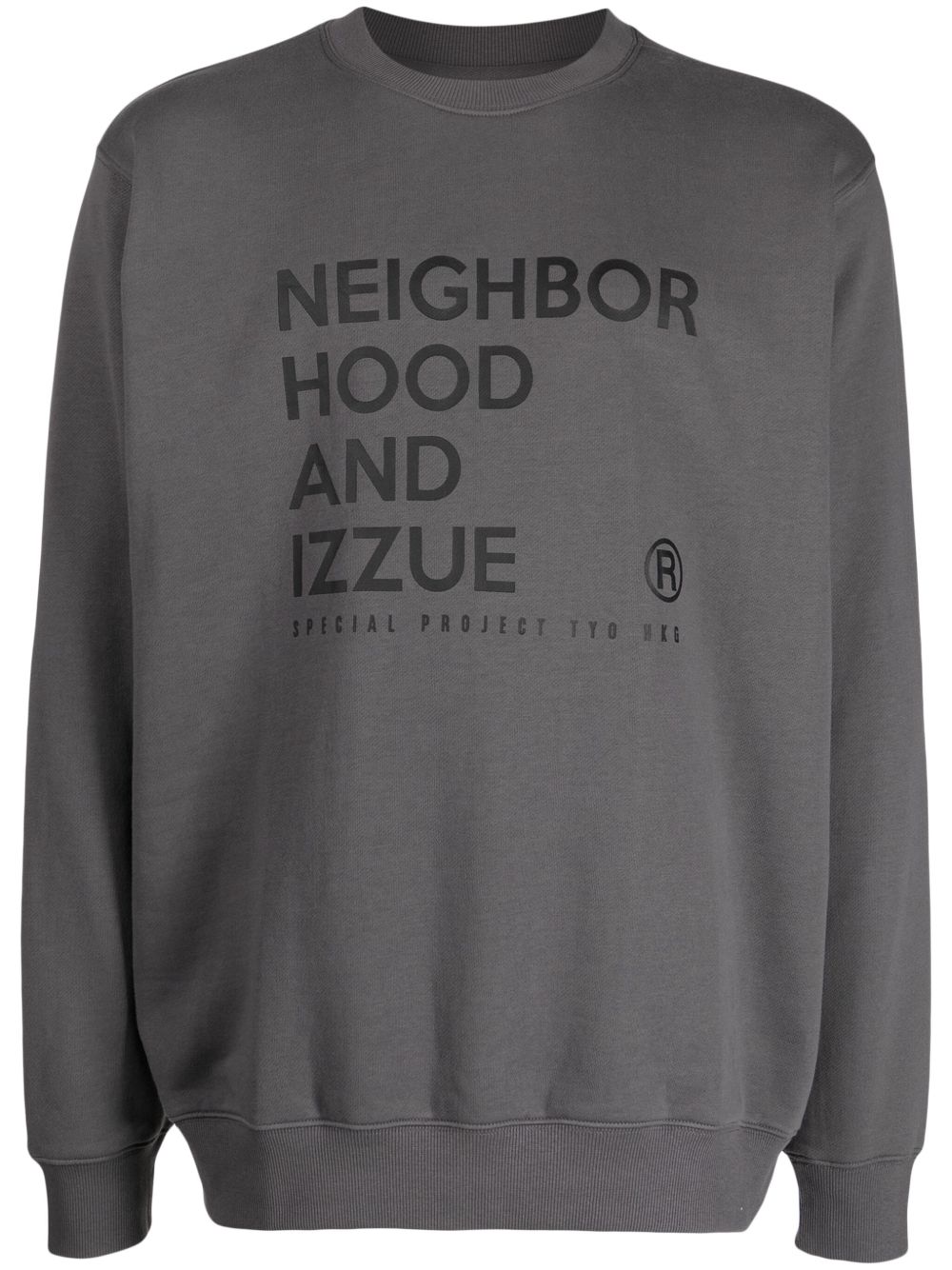 izzue x Neighborhood logo印花棉混纺卫衣 - 灰色