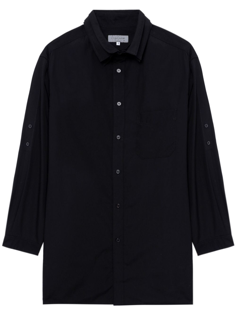 Yohji Yamamoto 分层式领棉衬衫 - 黑色