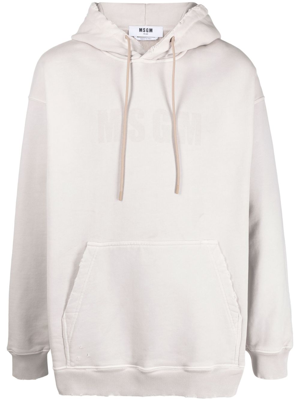 MSGM 同色系logo印花棉连帽衫 - 灰色