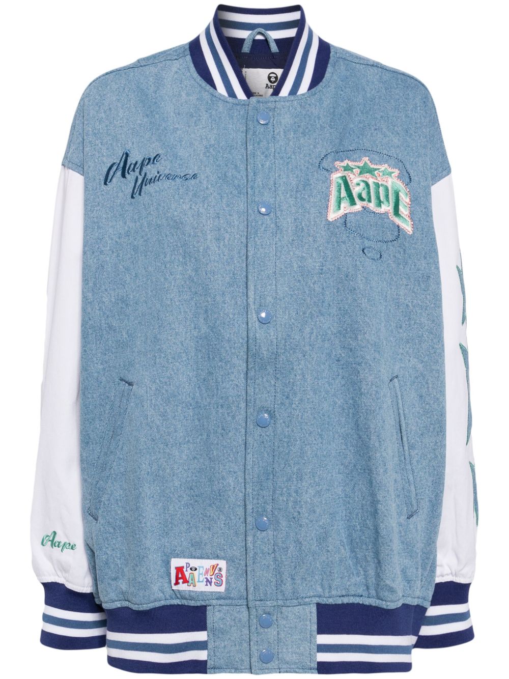 AAPE BY *A BATHING APE® logo刺绣棒球夹克 - 蓝色