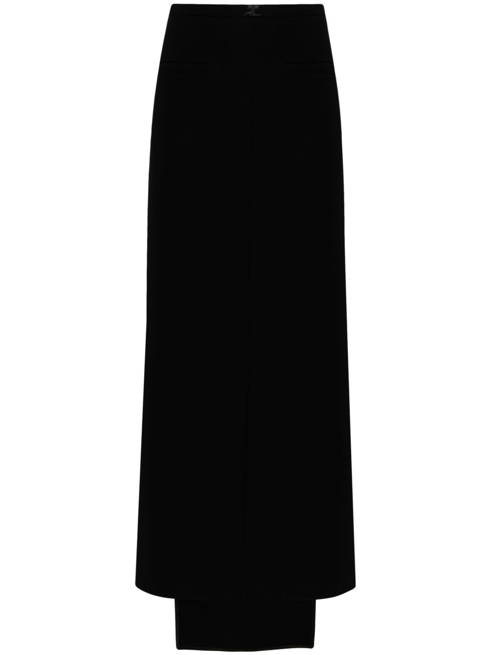 Courrèges Heritage 绉纱中长半身裙 - 黑色