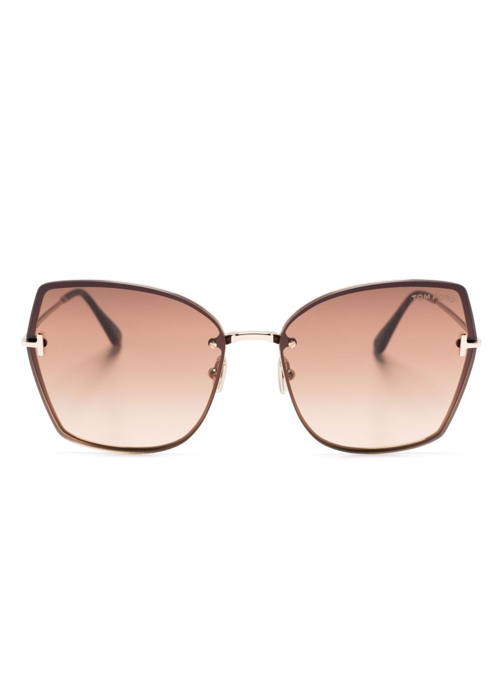 TOM FORD Eyewear 超大镜框太阳眼镜 - 褐色