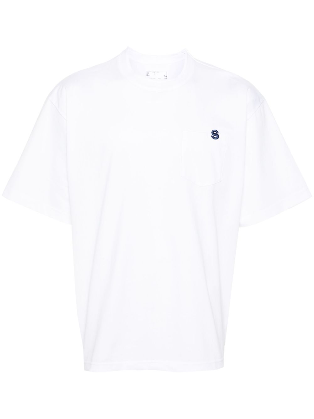sacai logo刺绣棉T恤 - 白色