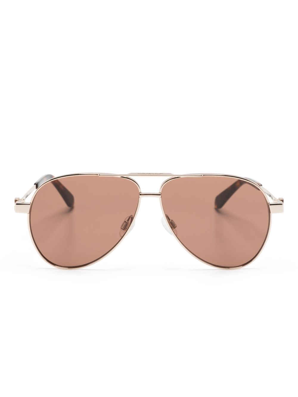 Off-White Eyewear Ruston 飞行员镜框太阳眼镜 - 褐色