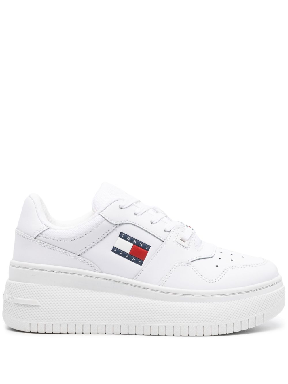 Tommy Jeans Retro Basket 皮质运动鞋 - 白色