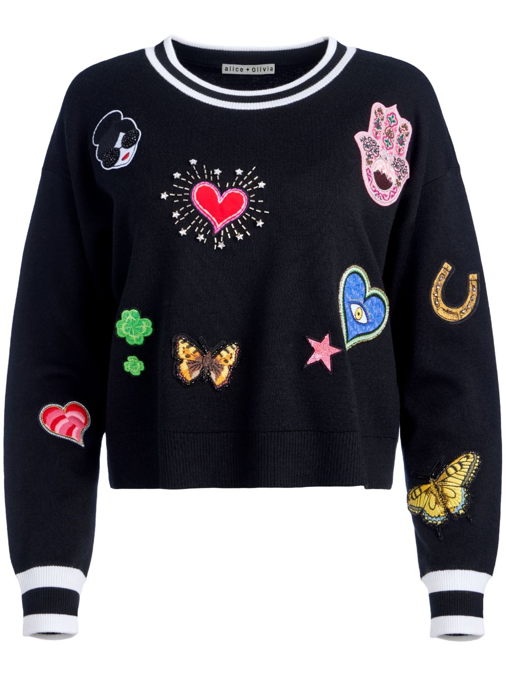 alice + olivia Gleeson 贴花细节卫衣 - 黑色