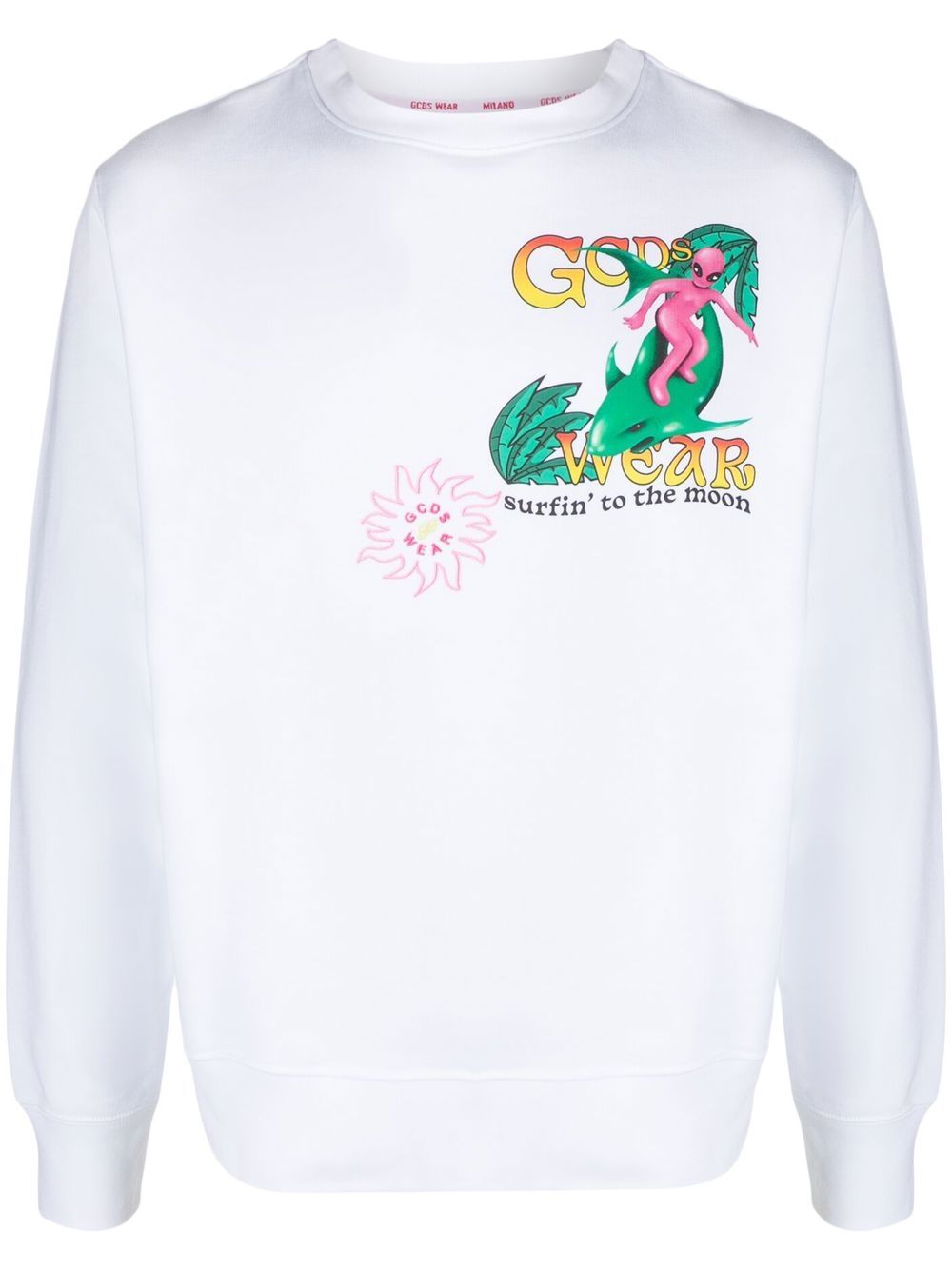GCDS 图案印花圆领卫衣 - 白色