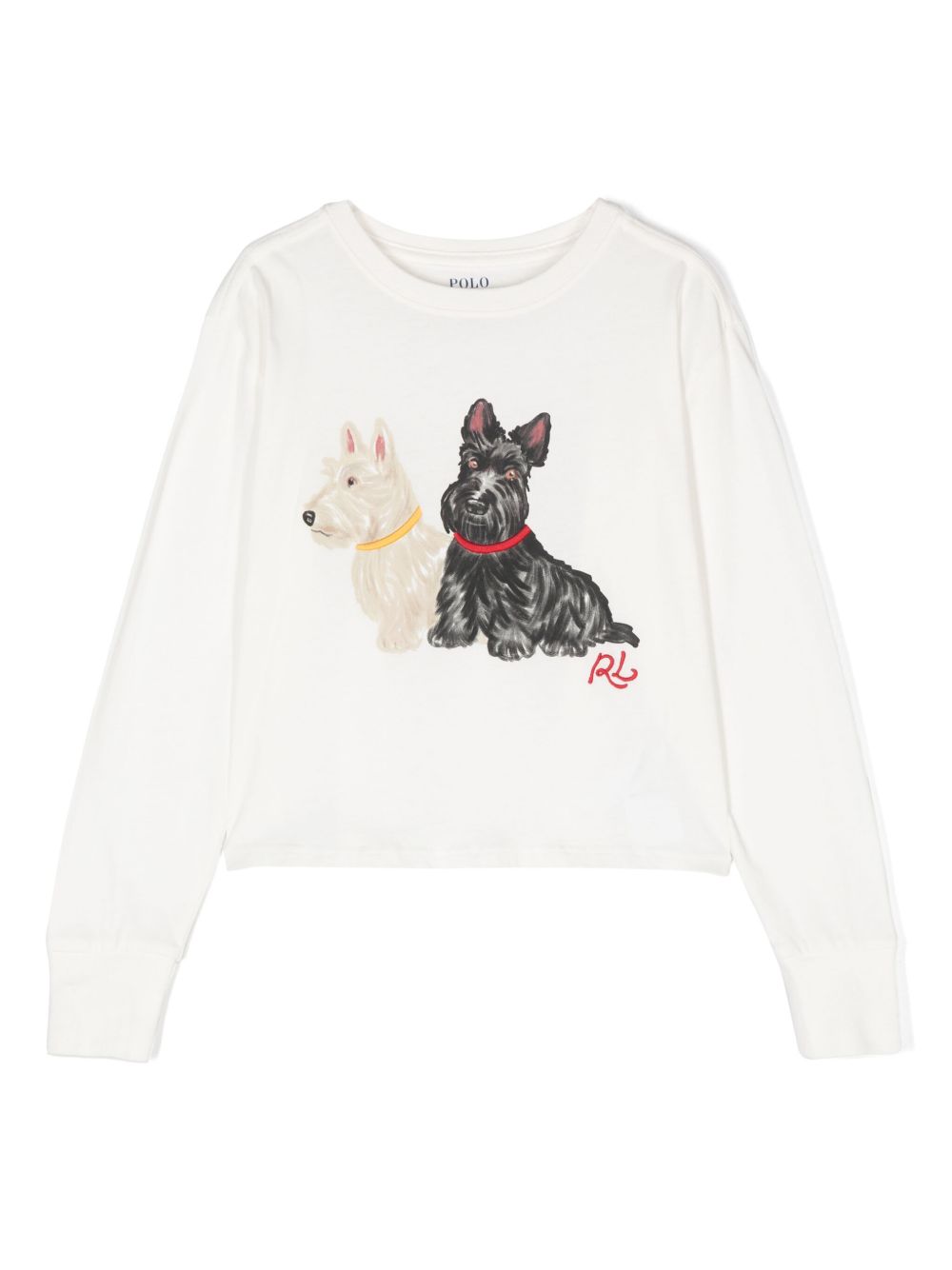 POLO RALPH LAUREN KIDS 小狗印花T恤 - 白色