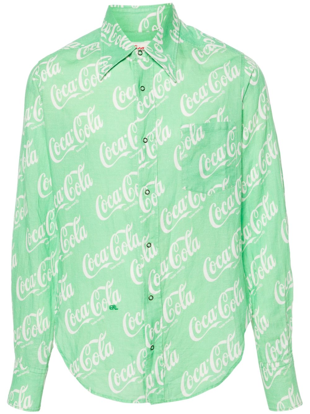ERL x Coca-Cola 经典logo印花衬衫 - 绿色