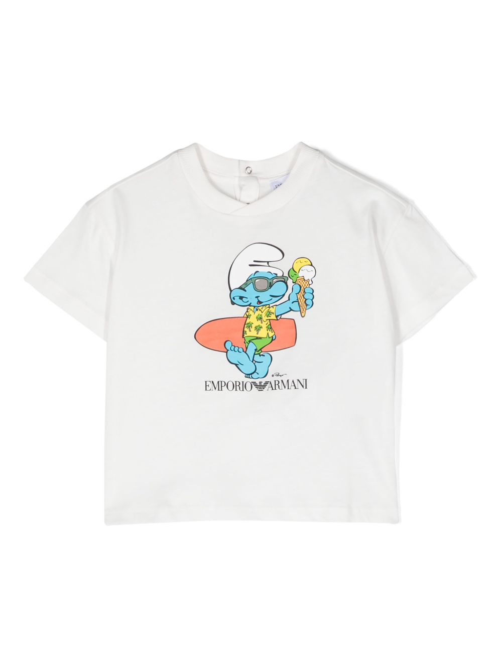 Emporio Armani Kids x Smurfs 棉T恤 - 白色