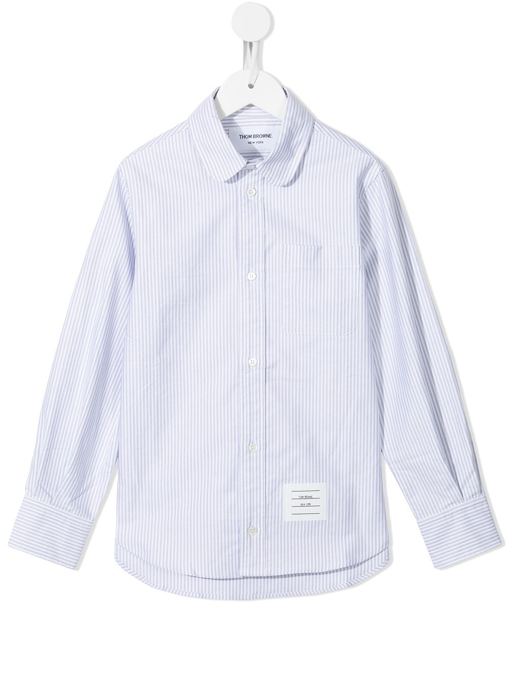 Thom Browne Kids 学院风条纹经典牛津衬衫 - 灰色