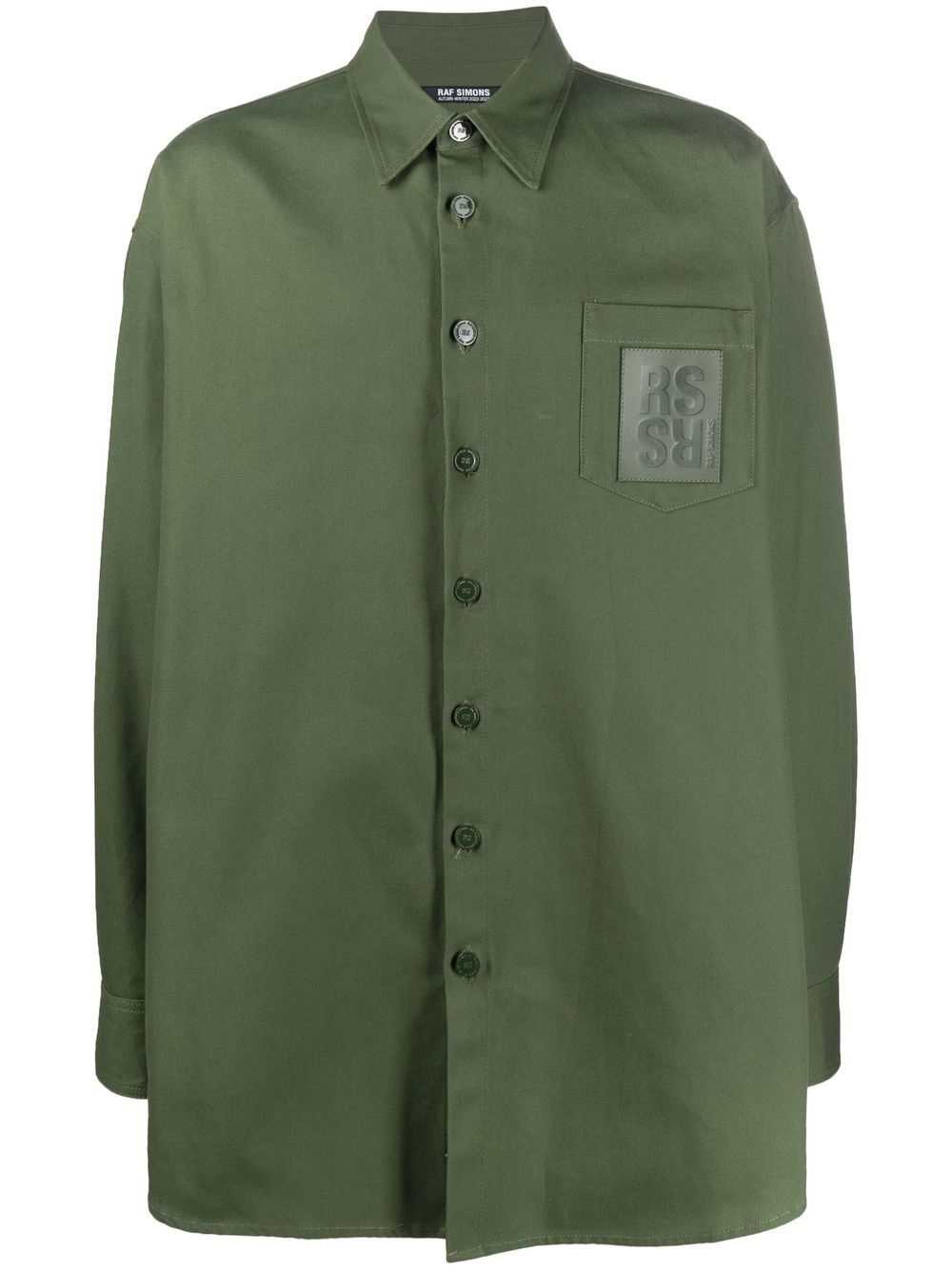 Raf Simons Oversized 标贴棉衬衫 - 绿色