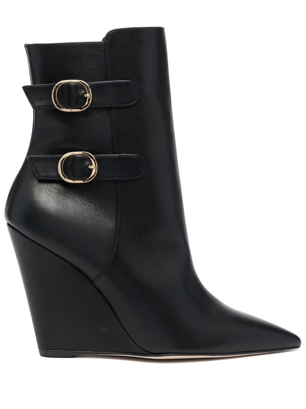 Stuart Weitzman 皮质尖头短靴（135 毫米） - 黑色
