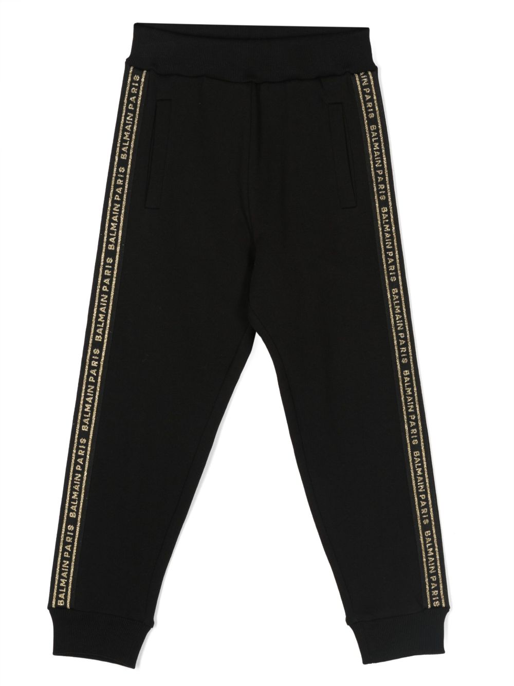 Balmain Kids logo刺绣运动裤 - 黑色